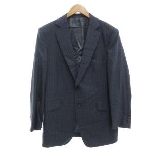 テーラードジャケット シングル 2B 背抜き サイドベンツ ストライプ ウール 54 紺 ネイビー /GV