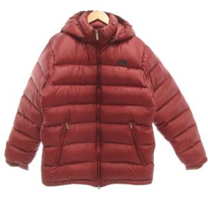 METRO DOWN JACKET ダウンジャケット フード付き ロゴ XL 赤 レッド ND18603