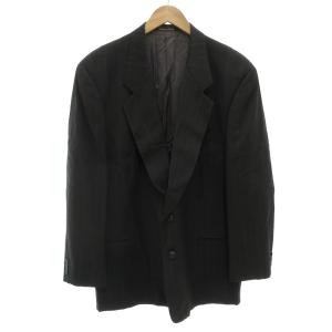 テーラードジャケット シングル 2B 総裏地 ノーベント ノッチドラペル ストライプ 48 グレー /GV