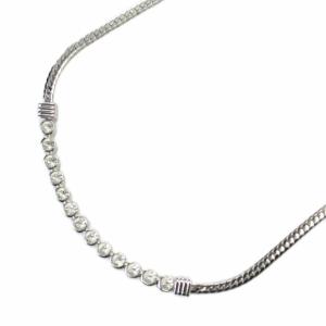 SWAROVSKI クリアストーンネックレス クリスタル チョーカー 喜平 シルバーカラー /KW GY18