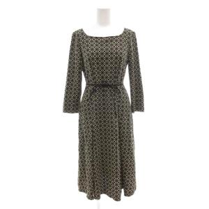 七分袖ワンピース ロング ペチコート付 刺繍 L 黒 ブラック 白 ホワイト /GV GY40