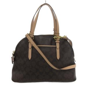 COACH ハンドバッグ ショルダー 2WAY シグネチャー柄 ドーム型 チャーム付き 茶 ブラウン F26184