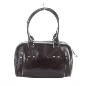 Longchamp ハンドバッグ パテントレザー ロゴ 茶 ブラウン GY18 /MQ