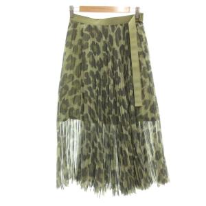 レオパード柄プリーツミディスカート 6349 0 カーキ系