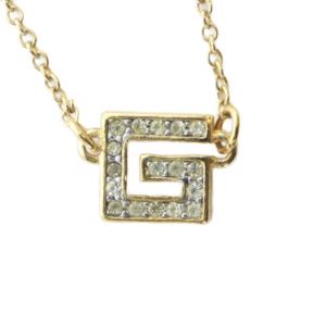ネックレス アクセサリー ペンダント ロゴ ラインストーン ゴールド色 GY18 /MQ