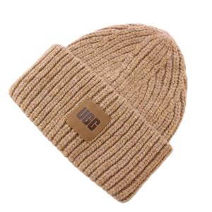 帽子 ニット帽 ビーニー モダクリル ウール混 ロゴ 茶色 ブラウン /XZ GY18