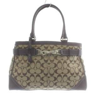 トートバッグ ハンド キャンバス レザー シグネチャー 総柄 ロゴ ベージュ 紫 パープル F08K07