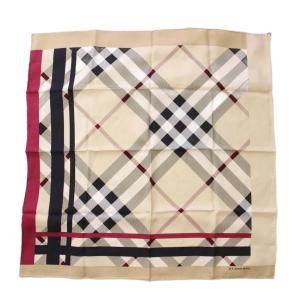 ハンカチーフ ハンカチ 絹 シルク ノバチェック ロゴ ベージュ /XZ GY18