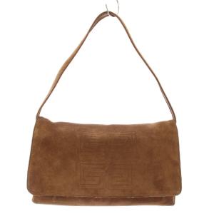 オールド ヴィンテージ ワンショルダー バッグ ハンドバッグ スエード レザー 4G ロゴ 型押し 茶色