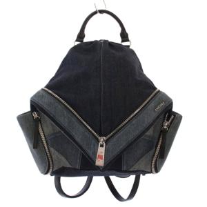 LE-ZIPPER リュックサック バックパック デイパック デニム キャンバス ロゴ シルバー金具 青