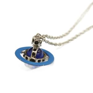 ネックレス オーブ ペンダント マット加工 ラインストーン ブルー