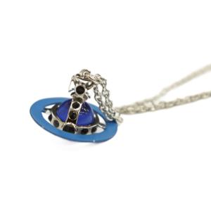 Vivienne Westwood ネックレス オーブ ペンダント マット加工 ラインストーン ブルー