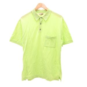 ポロシャツ 半袖 鹿の子 胸ポケット XL 黄緑 グリーン /JS GY18