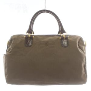 ボストンバッグ ハンド ショルダー 2WAY ナイロン レザー BBロゴ 刺繍 茶色 ブラウン /XZ