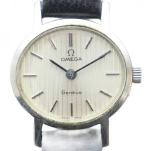 Geneve ジュネーブ 腕時計 ヴィンテージ アンティーク ウォッチ 手巻き レザーベルト シルバー色