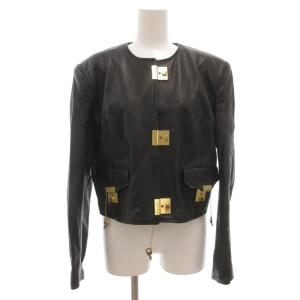 チープアンドシック Cheap And Chic レザージャケット ノーカラー 裏地総柄 ゴールド金具