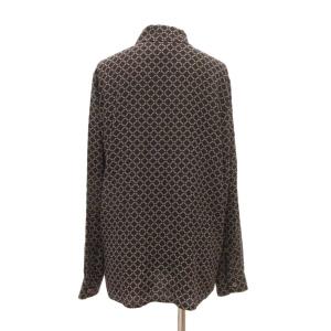 CELINE オールドセリーヌ ヴィンテージ シャツ ブラウス 長袖 ロゴ 総柄 絹 シルク 38 黒 ブラック /JS