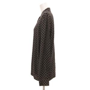 CELINE オールドセリーヌ ヴィンテージ シャツ ブラウス 長袖 ロゴ 総柄 絹 シルク 38 黒 ブラック /JS