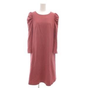 ワンピース ひざ丈 長袖 パフスリーブ ウール 40 ピンク /GV GY18