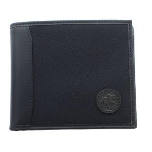 バチュークロス 二つ折り財布 小銭入れあり キャンバス レザー 黒 ブラック /KW GY18