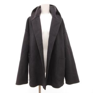 リバーシブルガウンコート ミドル丈 ハーフ フード メルトン ウール F チャコールグレー /JS GY18