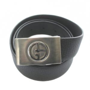 ベルト レザー 型押し バックル GAロゴ ベルト社外品 シルバー金具 黒 ブラック /XZ GY18