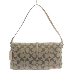 COACH ハンドバッグ ワンショルダー キャンバス レザー シグネチャー 総柄 ベージュ 茶色 ブラウン 6348
