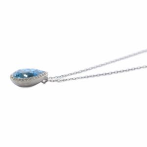SWAROVSKI ティアドロップ ネックレス ペンダント ラインストーン クリア 水色 ライトブルー シルバーカラー /KW
