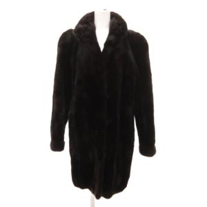 銀サガ ファーコート ミンク 毛皮 ミドル丈 ハーフ 13 黒 ブラック /JS GY11