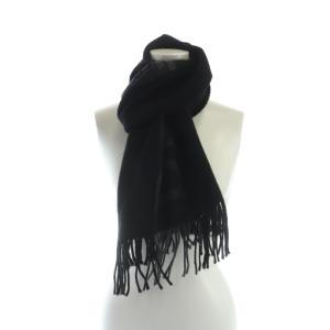マフラー ストール ロゴ ウール カシミヤ混 黒 ブラック GY40 /MQ OH