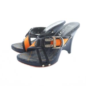 ガリアーノ期 ミュール サンダル デニム 37 ネイビー