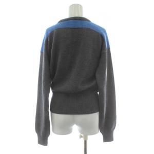 miumiu ニット ウール 42 グレー 長袖 ラウンドネック 肩切り替え トップス /PP GY11