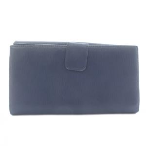 PRADA 長財布 三つ折り 牛革 サフィアーノレザー Wホック ロゴ ゴールド金具 紺 ネイビー /XZ OH GY11