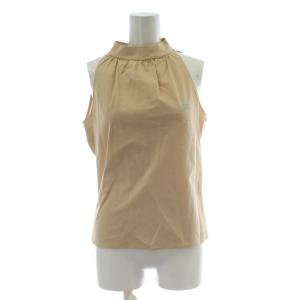 ノースリーブブラウス 38 ベージュ 立ち襟 ギャザー ホースロゴ トップス FE518-121 /PP