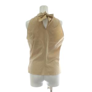 BURBERRY BLUE LABEL ノースリーブブラウス 38 ベージュ 立ち襟 ギャザー ホースロゴ トップス FE518-121 /PP