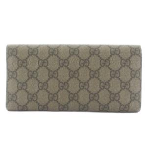 GUCCI 長財布 三つ折り PVC レザー GGスプリーム 総柄 ベージュ 256926・0959 /XZ OH