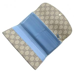 GUCCI 長財布 三つ折り PVC レザー GGスプリーム 総柄 ベージュ 256926・0959 /XZ OH