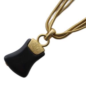 GIVENCHY ネックレス 3連 スネークチェーン ペンダント ロゴ ゴールドカラー 黒 ブラック /KW GY11