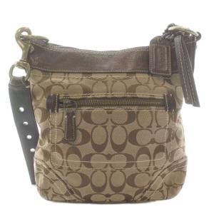 COACH ショルダーバッグ キャンバス レザー シグネチャー 総柄 ベージュ 茶色 ブラウン 10402 /XZ