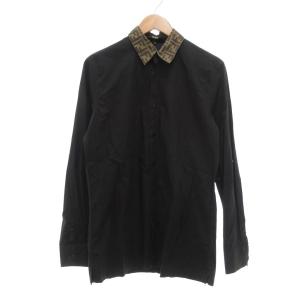 シャツ ズッカ柄カラー 長袖 IT39 黒 ブラック /UO GY18