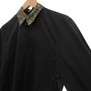 FENDI シャツ ズッカ柄カラー 長袖 IT39 黒 ブラック /UO GY18