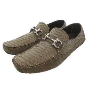 ドライビング モカシン シューズ パイソン スネークスキン レザー 9 オリーブ色 /UO GY18