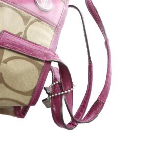 COACH ハンドバッグ トート キャンバス レザー ロゴ シグネチャー 茶 ブラウン 紫 GY11 /MQ