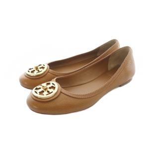 パンプス バレエシューズ レザー ゴールド金具 ロゴ 5.5 22.5cm 茶 ブラウン GY11 /MQ