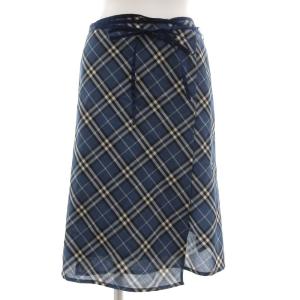 ラップスカート タイト ひざ丈 38 ペチコート付 チェック柄 青 ブルー 黒 ブラック /GV GY11