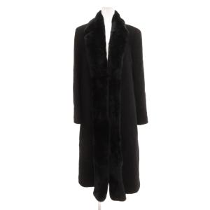 ロングコート ウール ラビットファー 毛皮 黒 ブラック /JS GY42