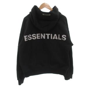 バックプリントロゴパーカー フーディー スウェット プルオーバー 長袖 裏起毛 M 黒 ブラック /GV