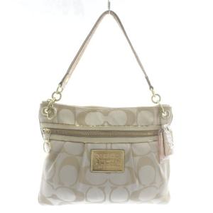 ポピー POPPY トートバッグ ショルダー 2WAY キャンバス レザー シグネチャー ロゴ ベージュ