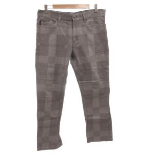 パンツ スラックス チェック ストレート ロゴ LL グレー 51R20-200-04 /FF GY18