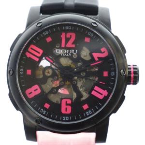 3SKU-BKP 腕時計 ウォッチ 自動巻き スケルトン ロゴ 黒 ブラック GY18 /MQ